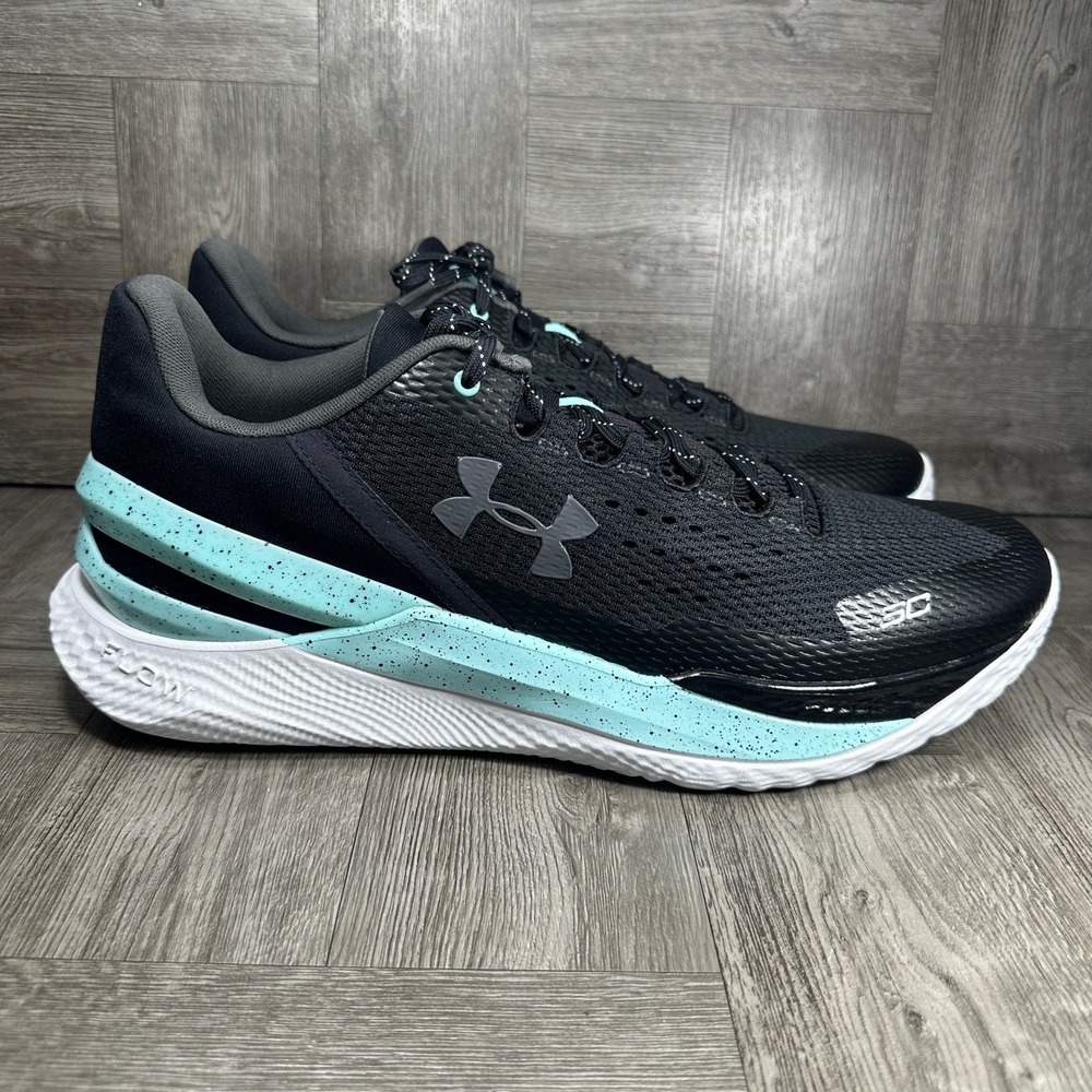 Under Armour Curry Flow 10 Basketball Mens 16 Black Turquoise 3026276-001 NEW